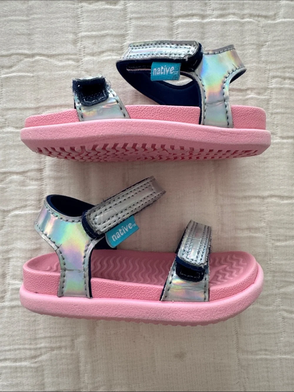 Native Girls Charley Hologram Iridescent Sandal - Princess Pink, Size C4